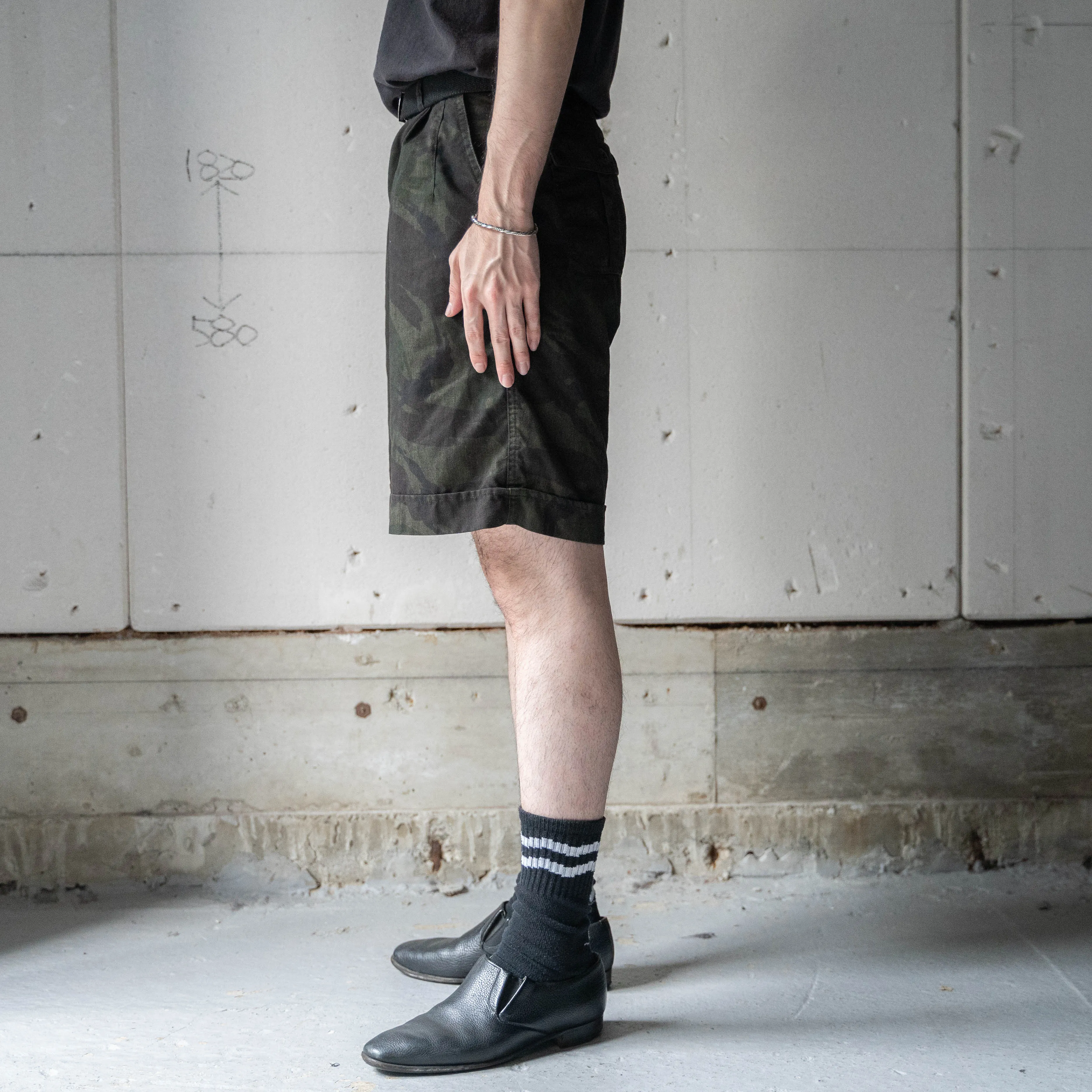 1980-90s Dutch military DPM camo shorts 'dead stock' -black dyed-