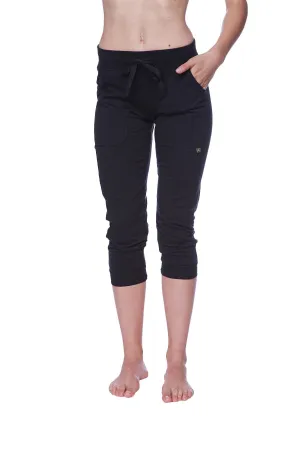 3/4 Cuffed Capri Yoga Pant (Solid Black)