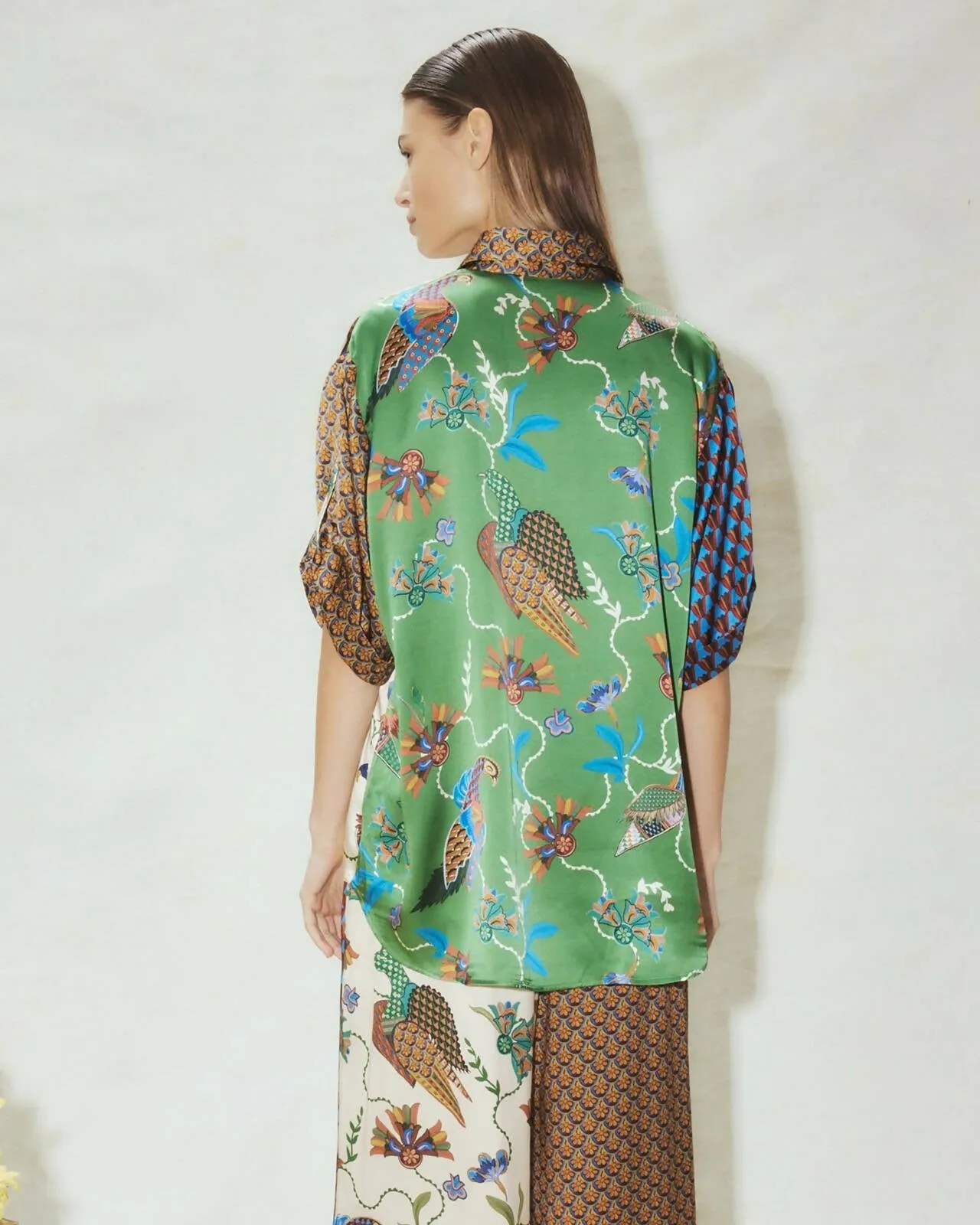 Alemais Birdie Splices Silk Shirt and Pant