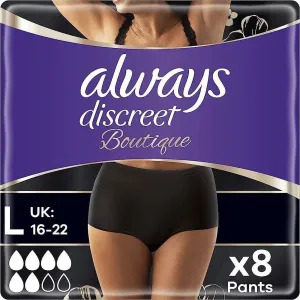 Always Discreet Boutique, Incontinence Underwear Black Large x8