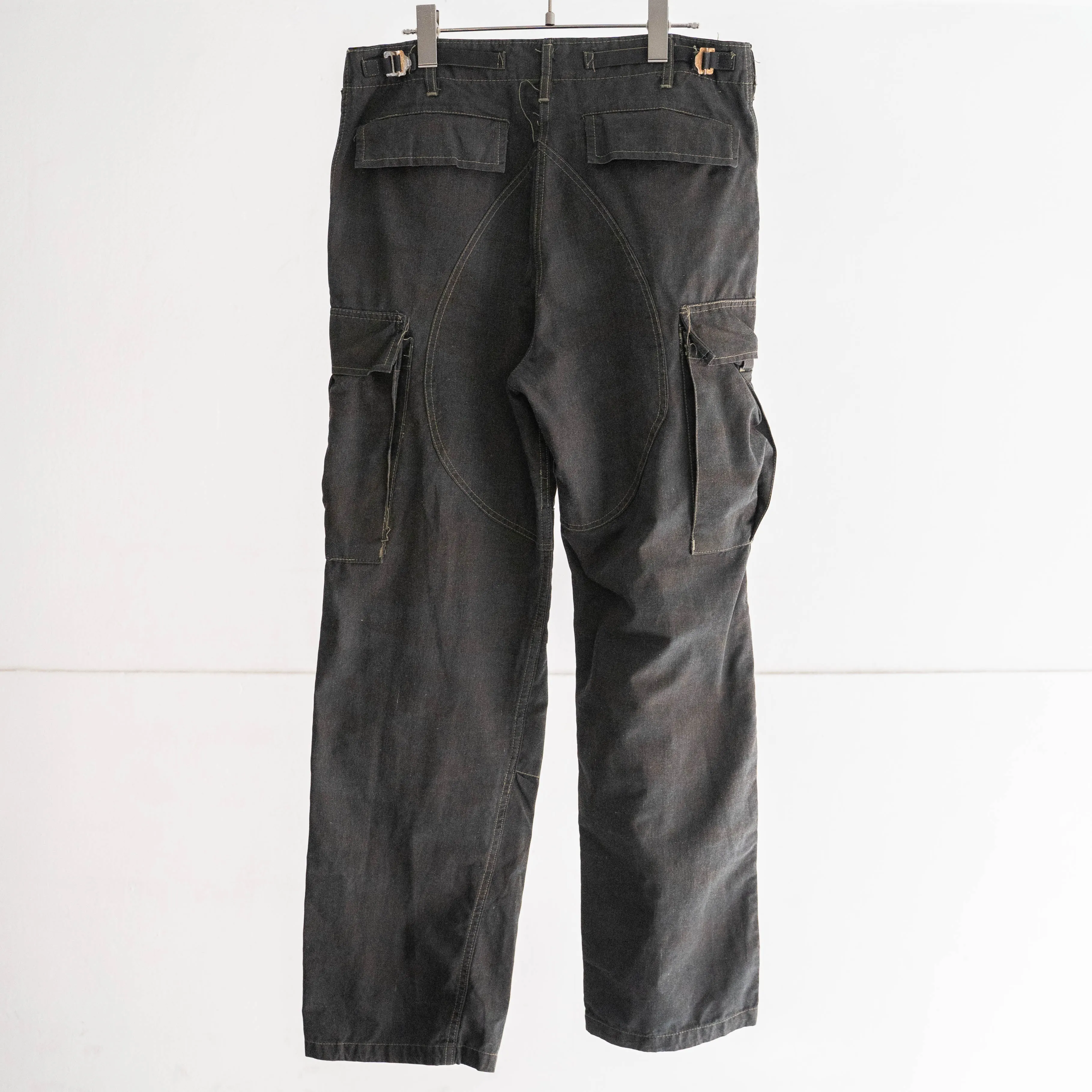 around 1990s Greece military lizard camo pants -black dyed-