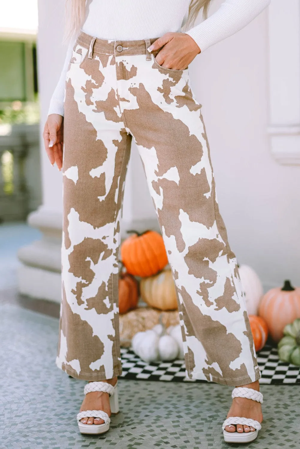 Autumn Cow Print Pants