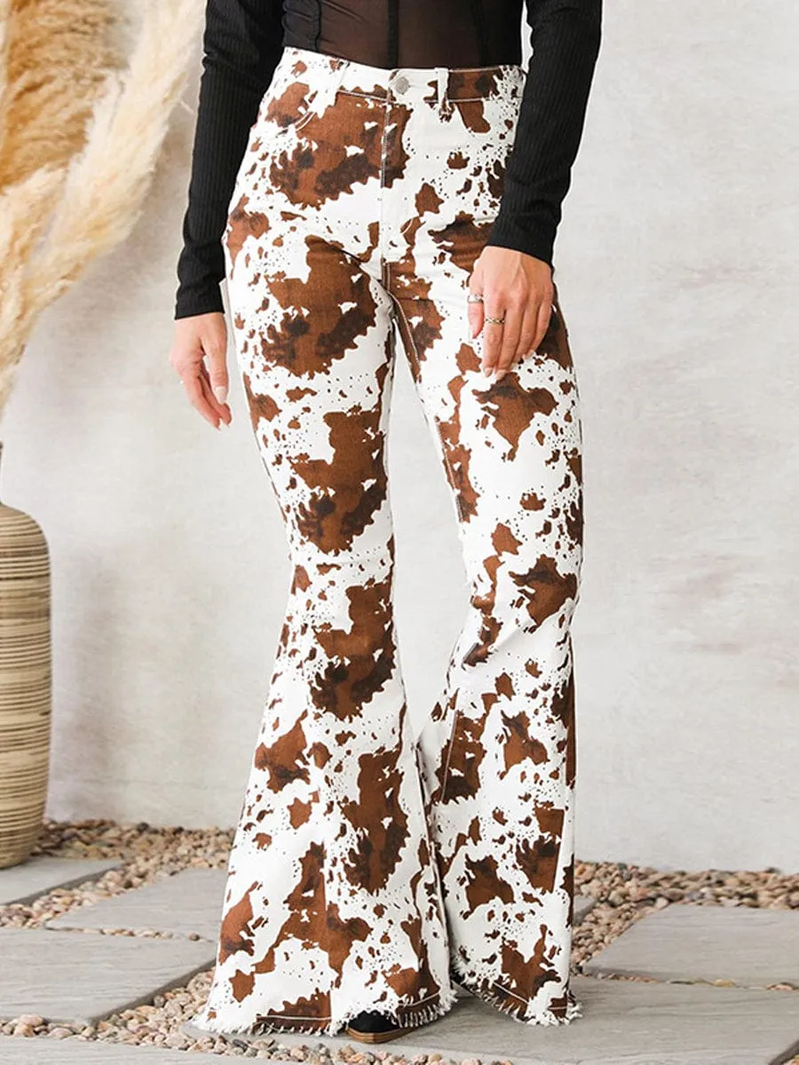 Autumn Cow Print Pants