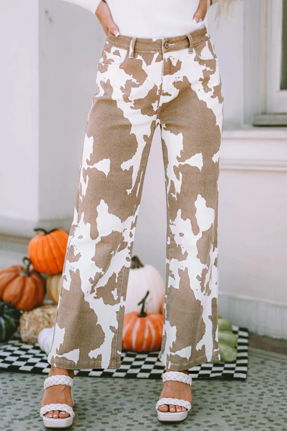 Autumn Cow Print Pants