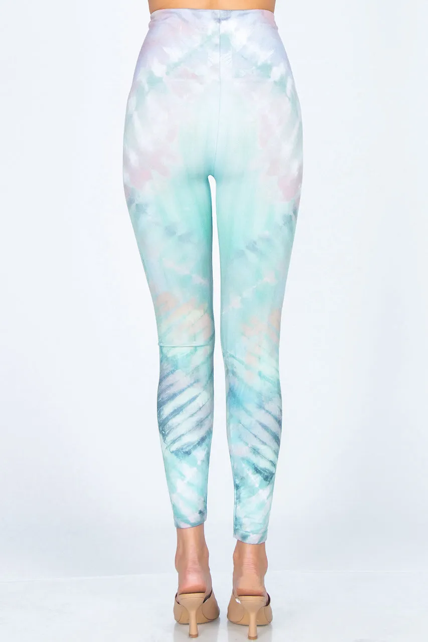 B4292DY High Waist Full Length Legging with Tie-Dye Print