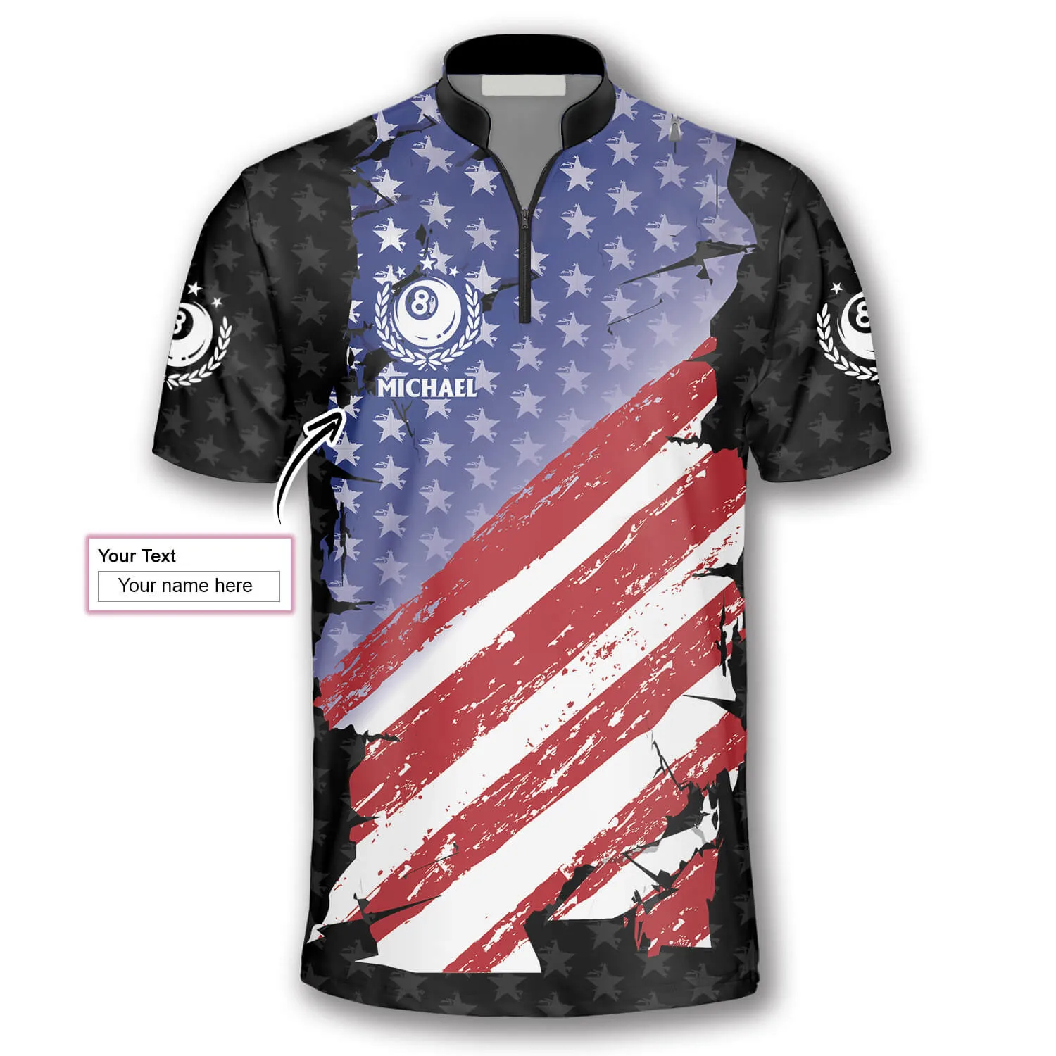 Ball 8 Eagle USA Flag Custom Billiard Jerseys for Men, Billiard 3D shirt for men, Gift For Billiard Players