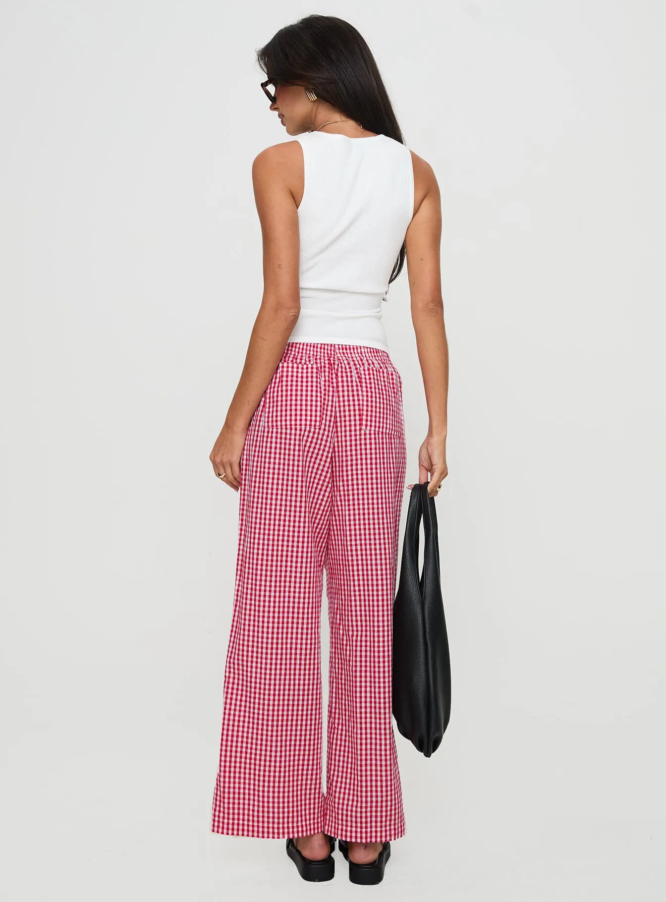 Beach House Pants Red Gingham