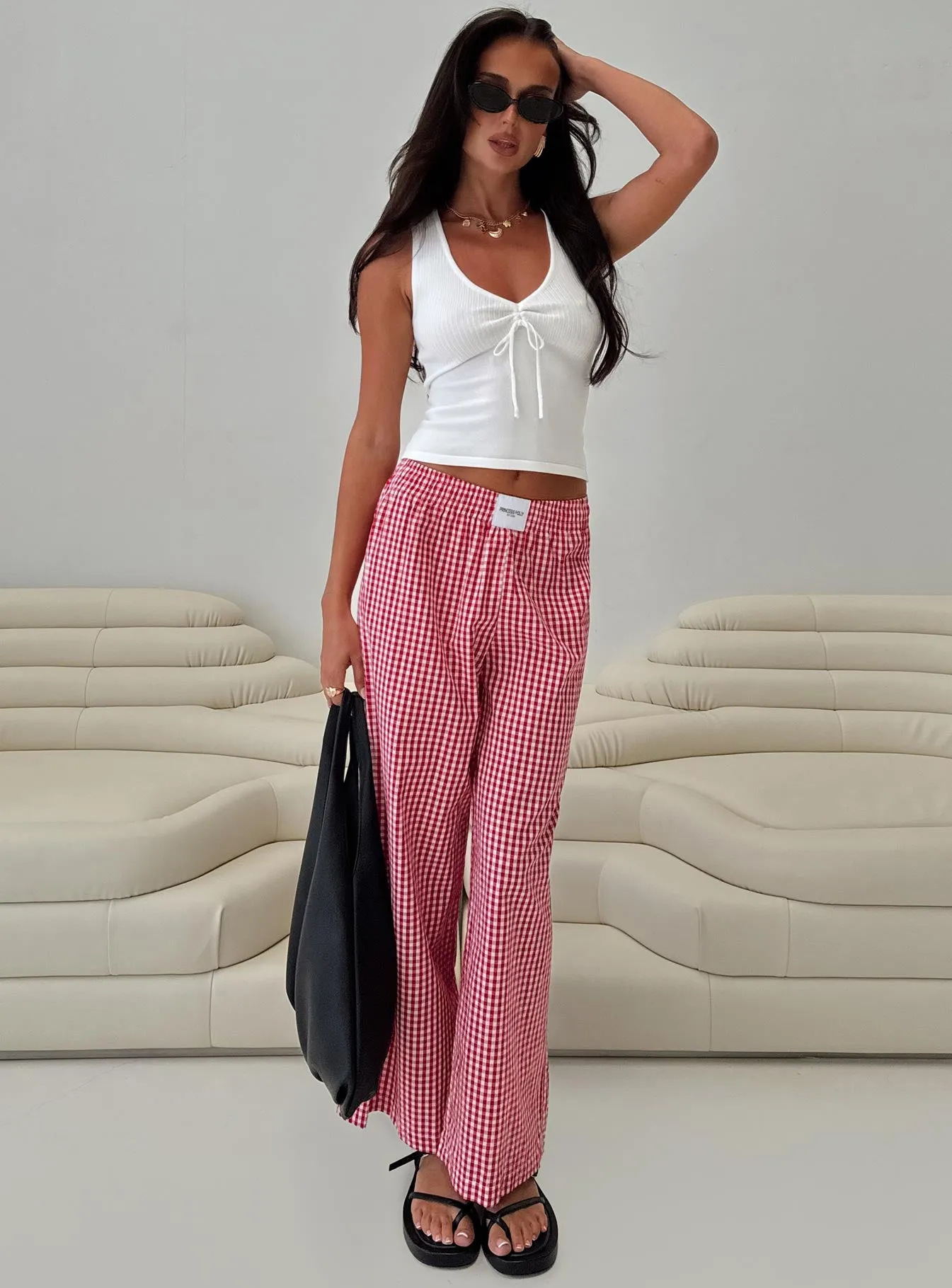 Beach House Pants Red Gingham