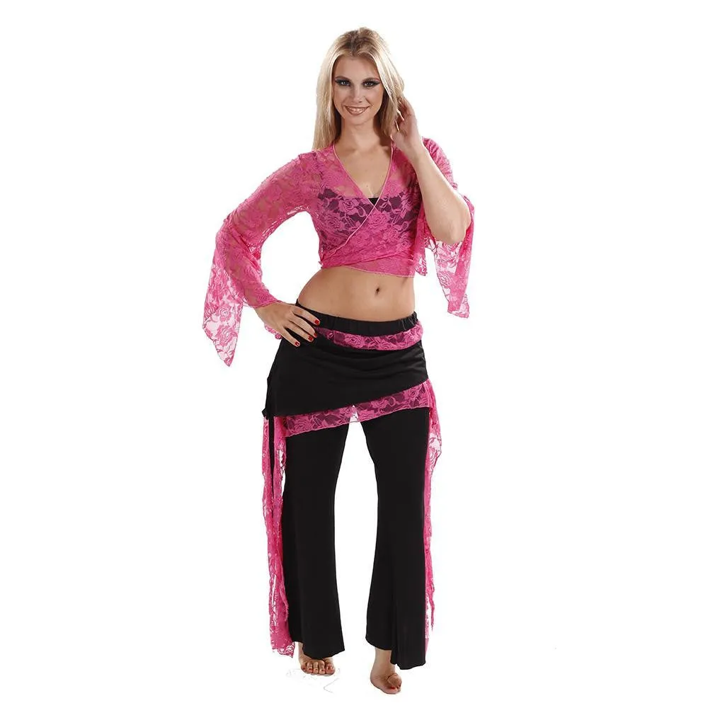 Belly Dance Lace Top & Lycra Pants Costume Set | LOVE IT LACED