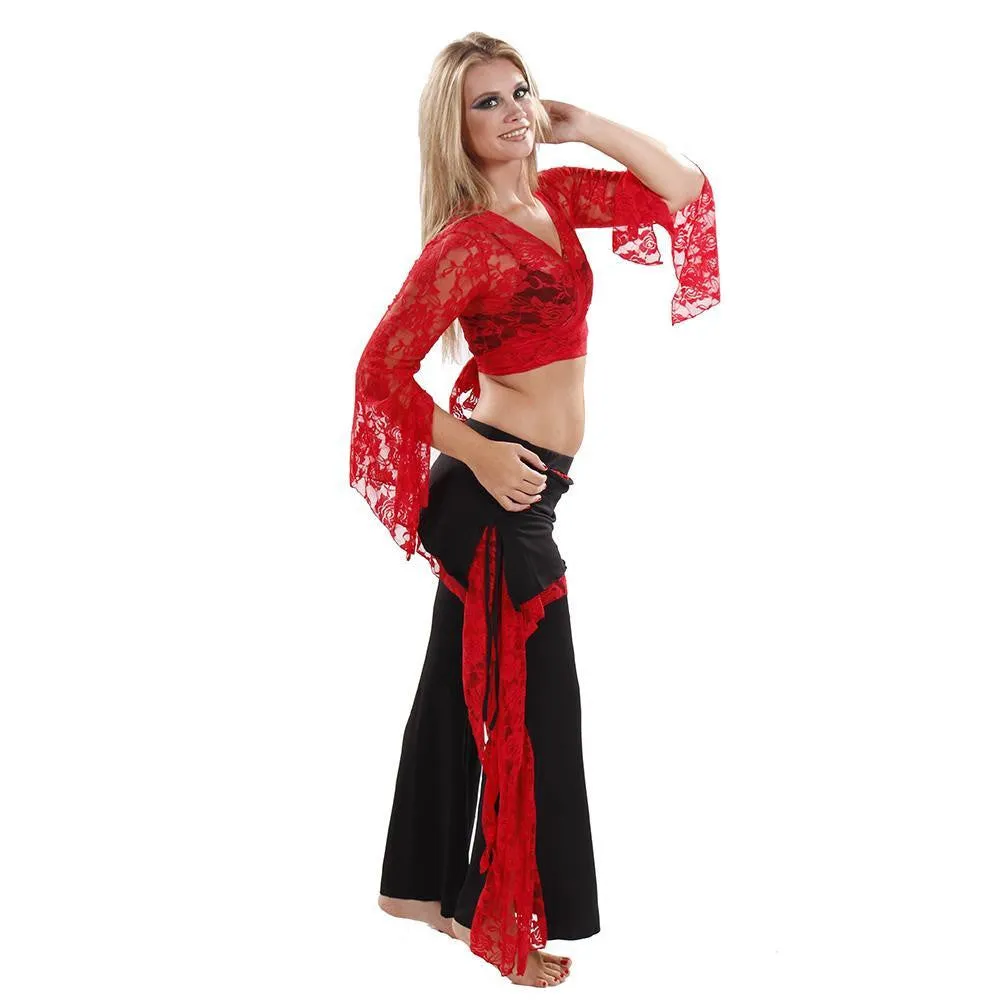 Belly Dance Lace Top & Lycra Pants Costume Set | LOVE IT LACED