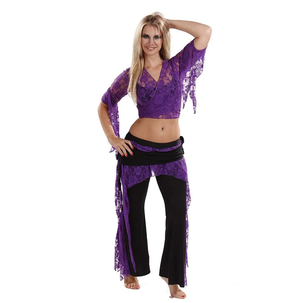 Belly Dance Lace Top & Lycra Pants Costume Set | LOVE IT LACED