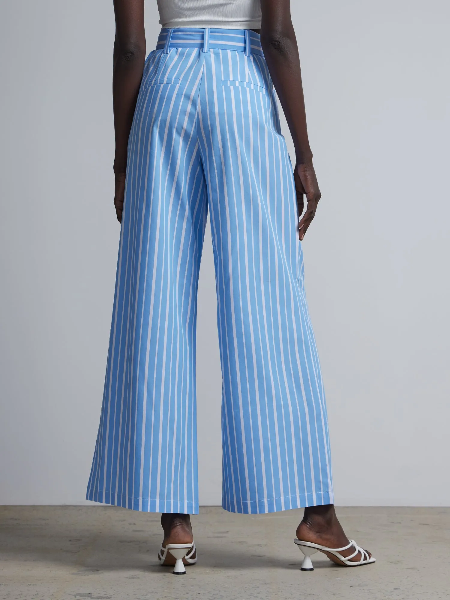 Belted Poplin Wide Leg Pants