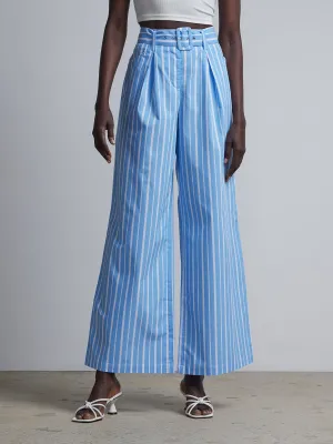 Belted Poplin Wide Leg Pants