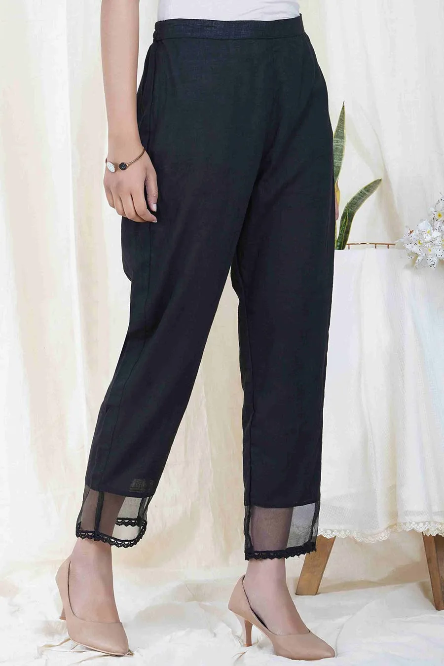 Black Relaxed Cotton Pant