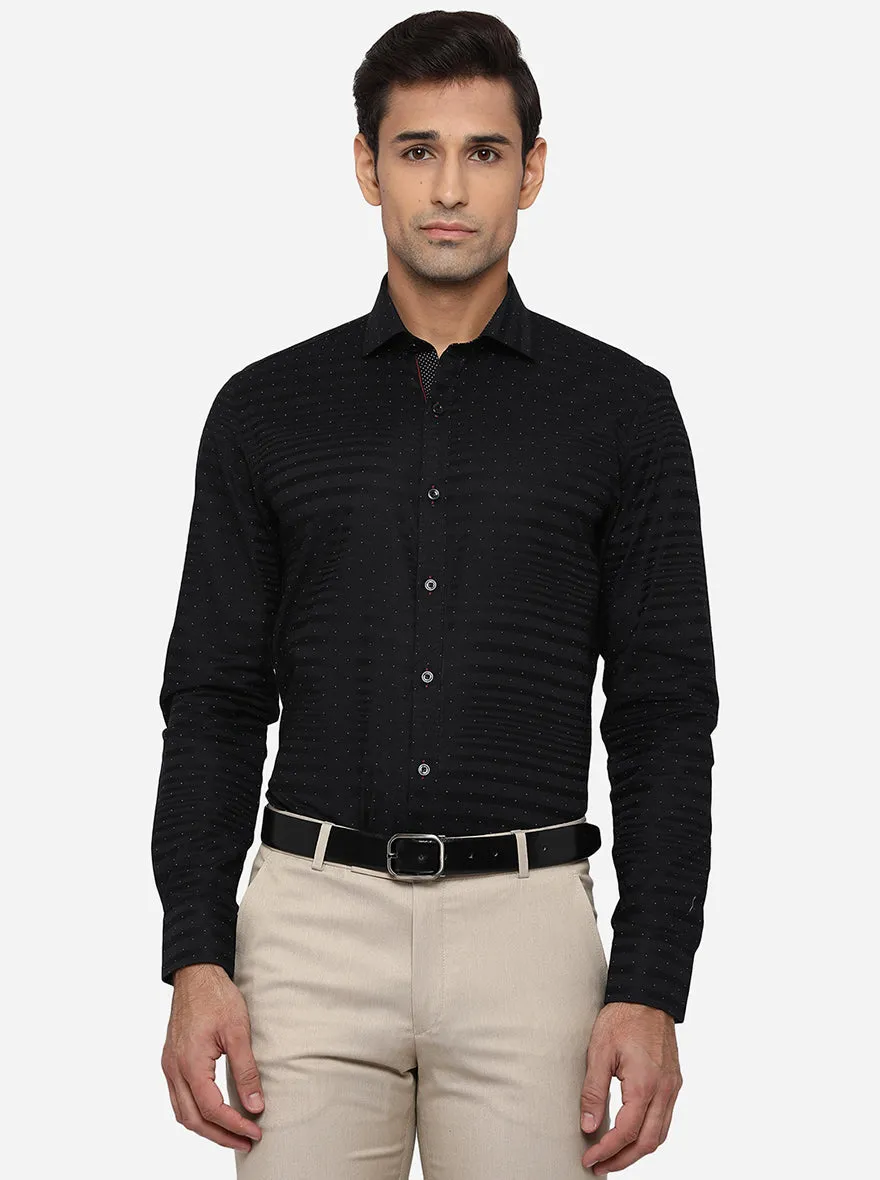 Black Striped Slim Fit Party Wear Shirt | JB Studio