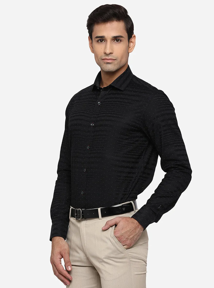 Black Striped Slim Fit Party Wear Shirt | JB Studio