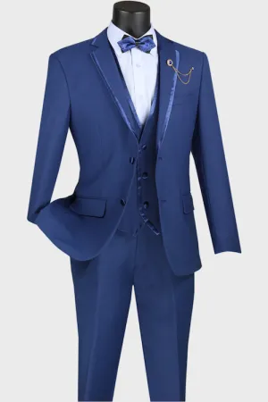 Blue 3 Piece Notch Lapel Tuxedo