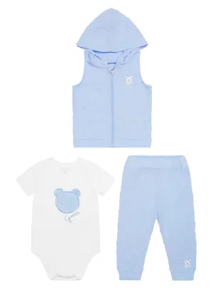 Blue Vest and Pants 3 Piece Set