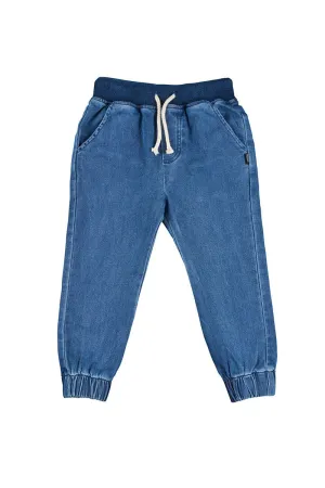 Bonds Kids Denim Terry Trackie - Mid Blue Chambray