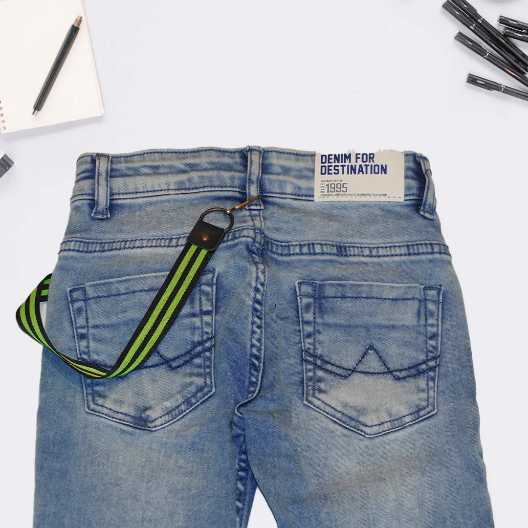 Boys Solid Jeans with Hanging Rope