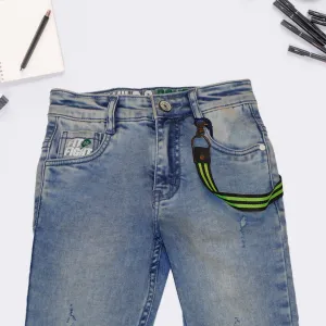 Boys Solid Jeans with Hanging Rope