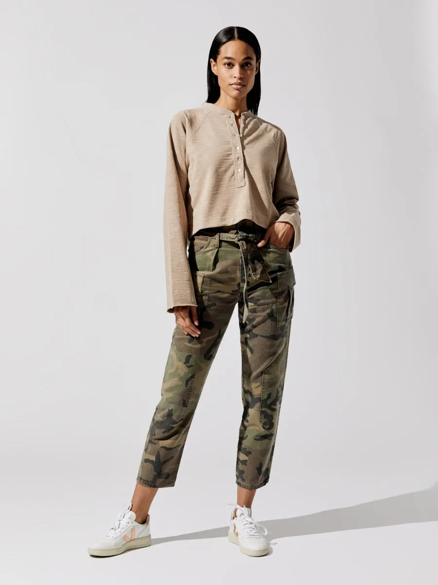 Bryn Paper Bag Vintage Washed Camo Pant - Woodland Camo