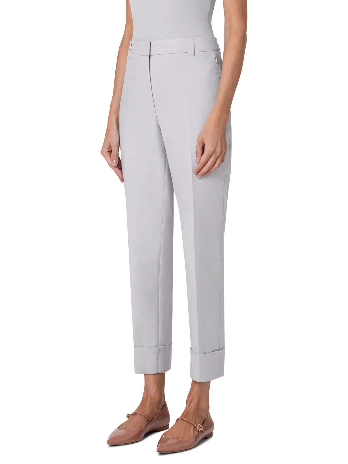 Cotton Silk Double-Face Cropped Tapered Pants