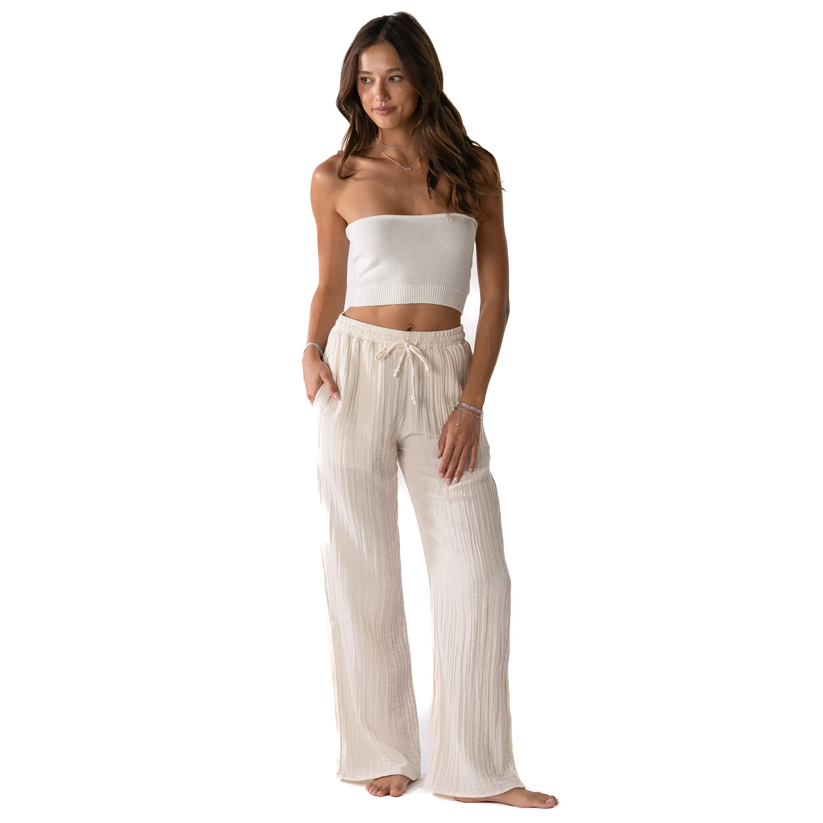 Cream Cotton Cabana Pants