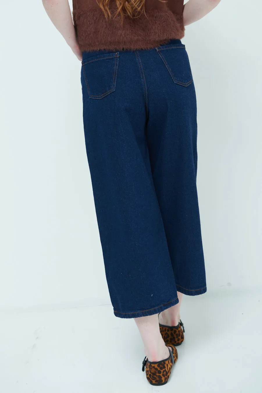 Cropped wide-leg denim pants wholesale