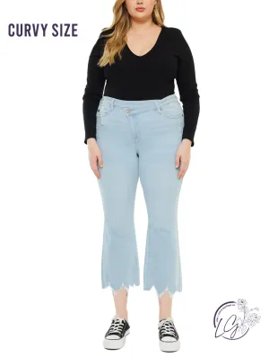 Curvy Evelyn High Rise Kick Flare Jeans by Kancan