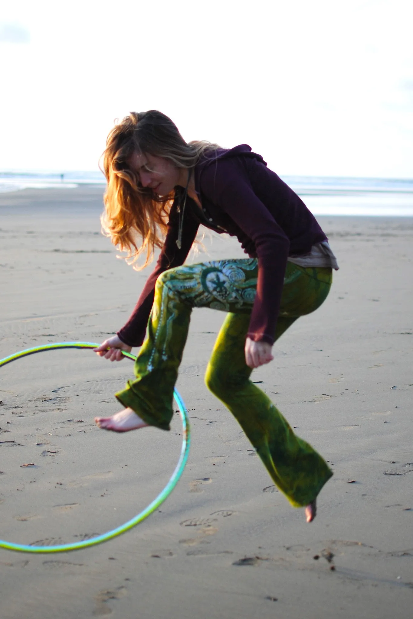 Dancing Green Handmade Batik Stretchy Hoop Pants