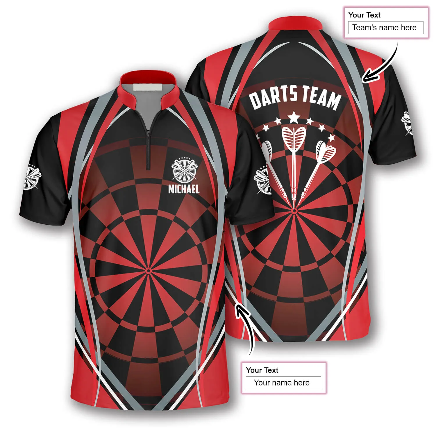 Dart Board Red Black Custom Darts Jerseys for Men, Personalized Dart Jersey Shirt, Dart Shirt