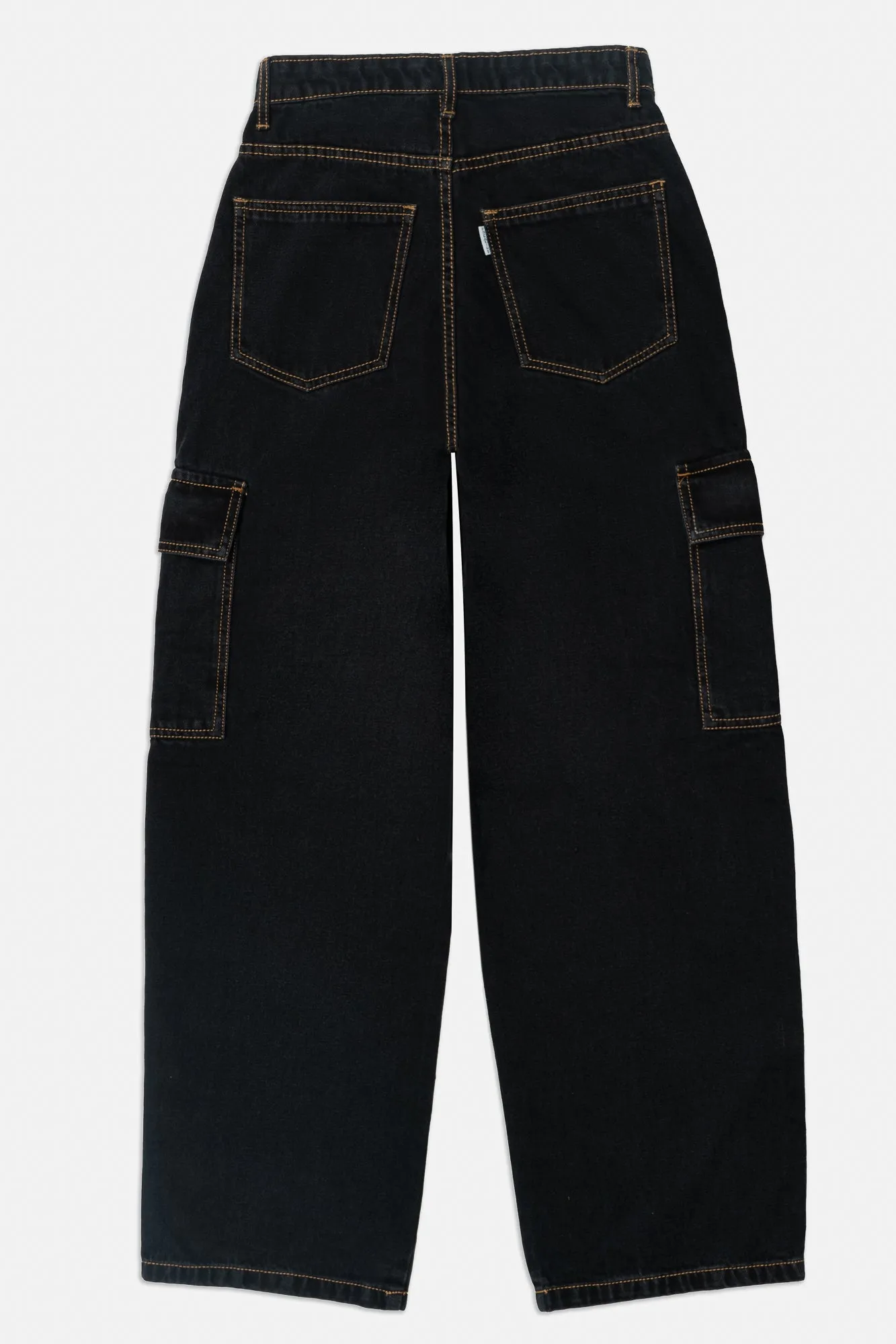 Denim Contrast Stitch Baggy Cargo