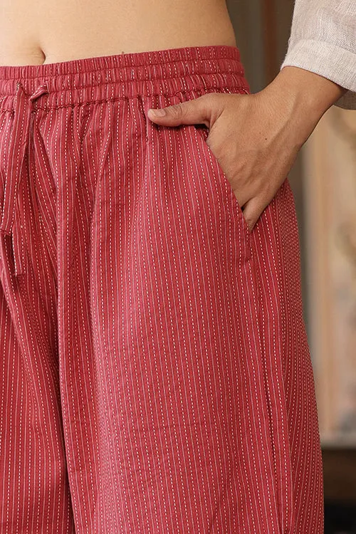 Dharan Scallop Cotton Coral Pants