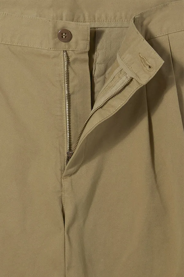 Double Pleat Chino - Khaki Twill