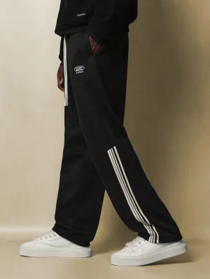 Drop Crotch Sweatpants With Panels & Half Side Tape & Drawstrings