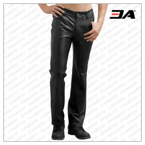 Edgy Denim Style Mens Leather Pants