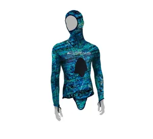 Epsealon 4 way super stretch Rashguard Blue Fusion top with hood