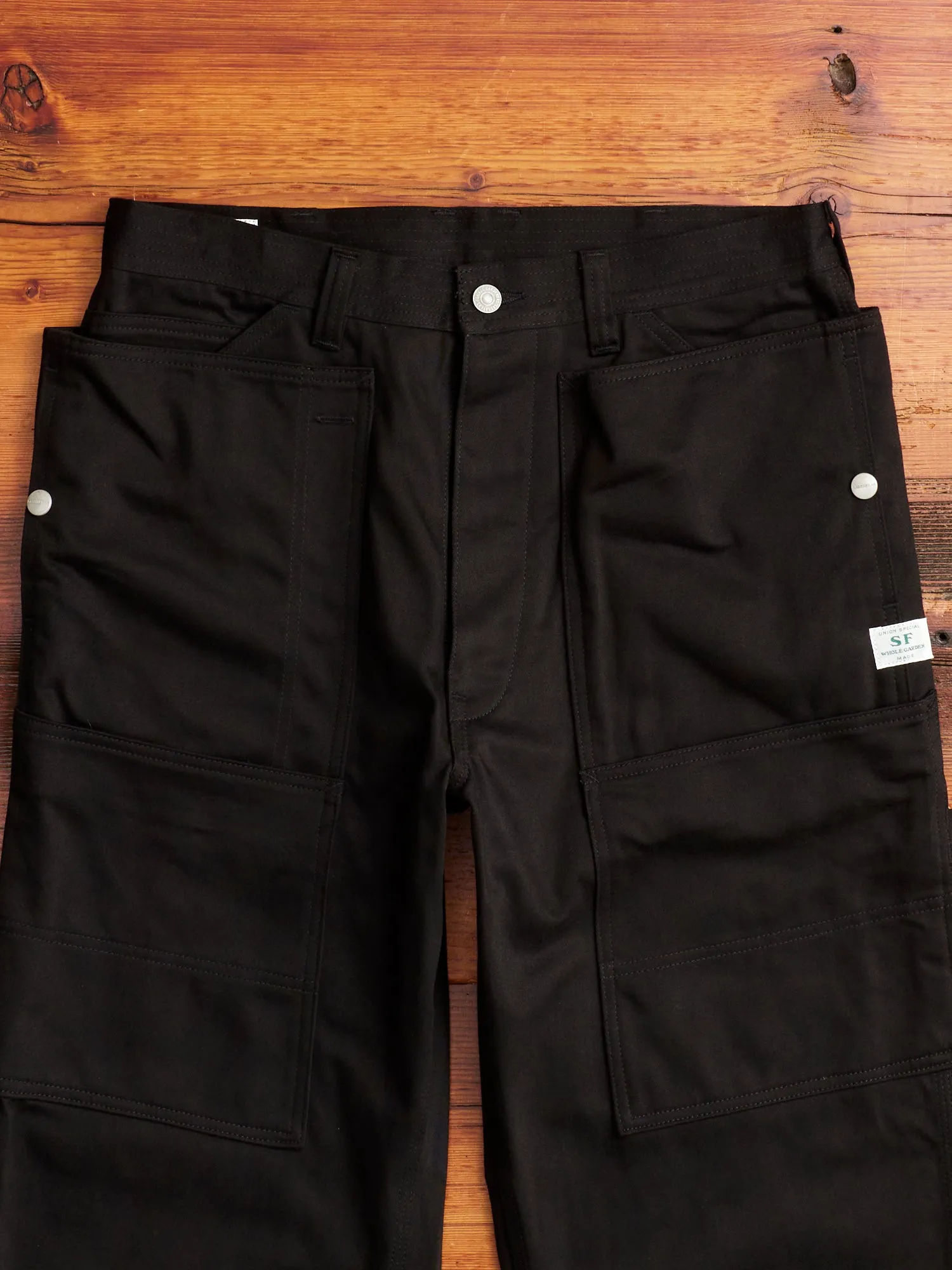 Fall Leaf Tough Pants in Black Work Satin