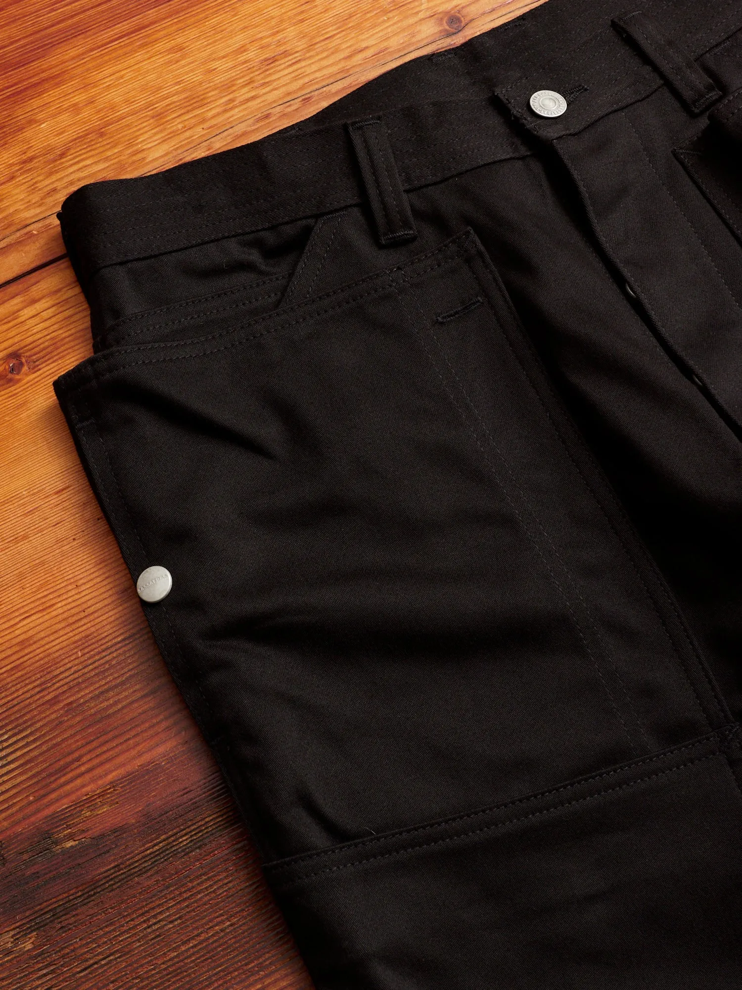 Fall Leaf Tough Pants in Black Work Satin