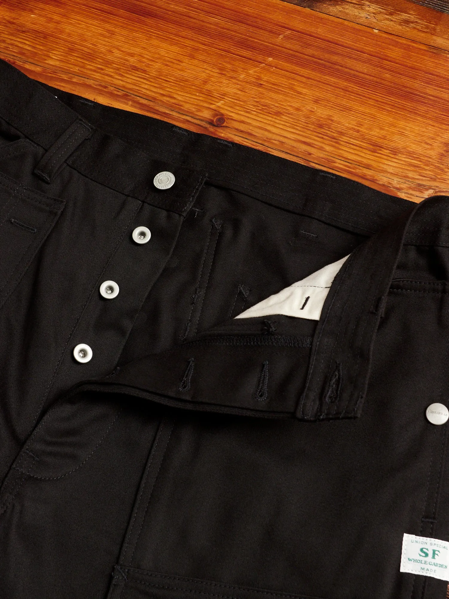 Fall Leaf Tough Pants in Black Work Satin