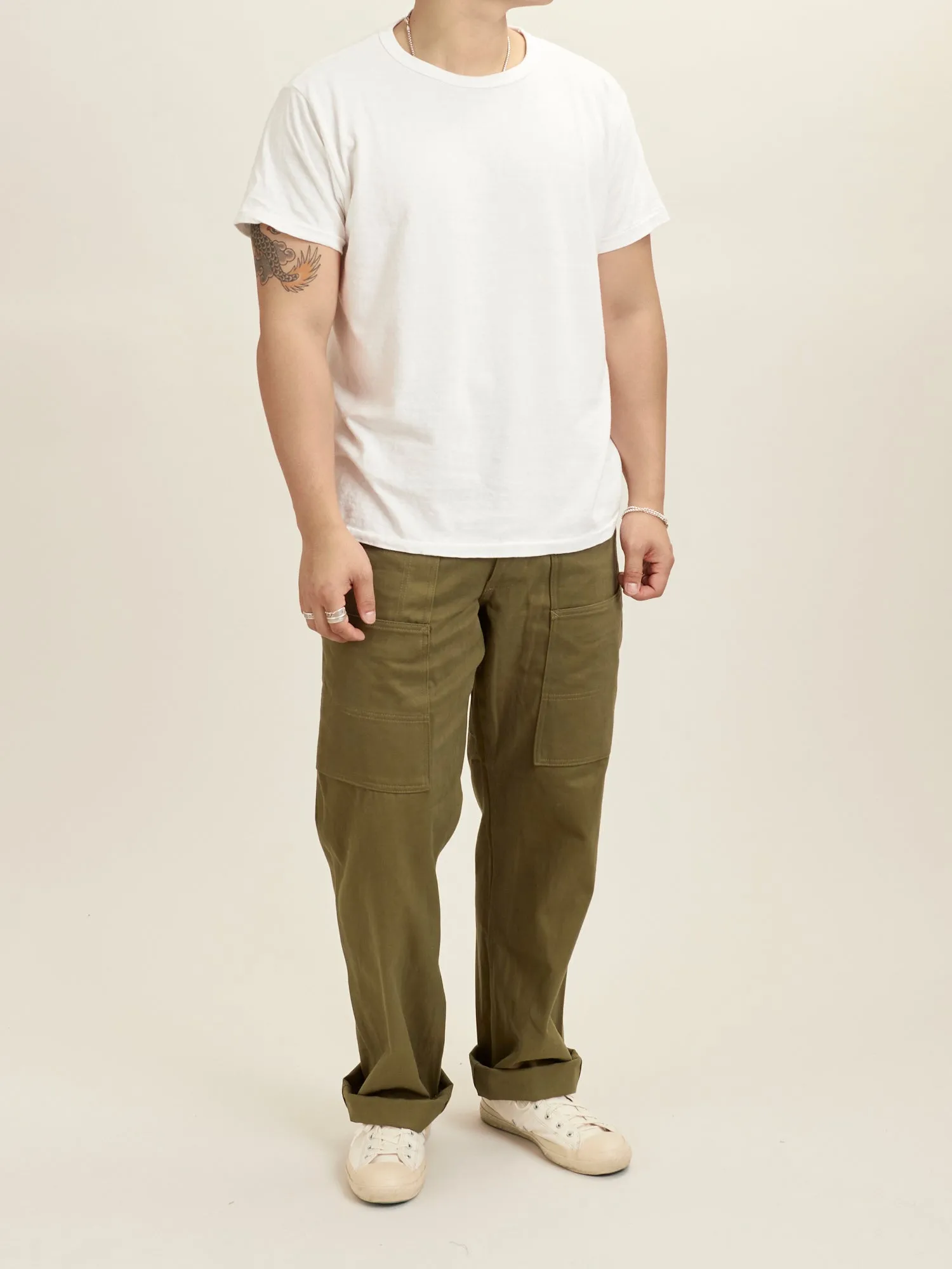 Fall Leaf Tough Pants in Olive Work Satin