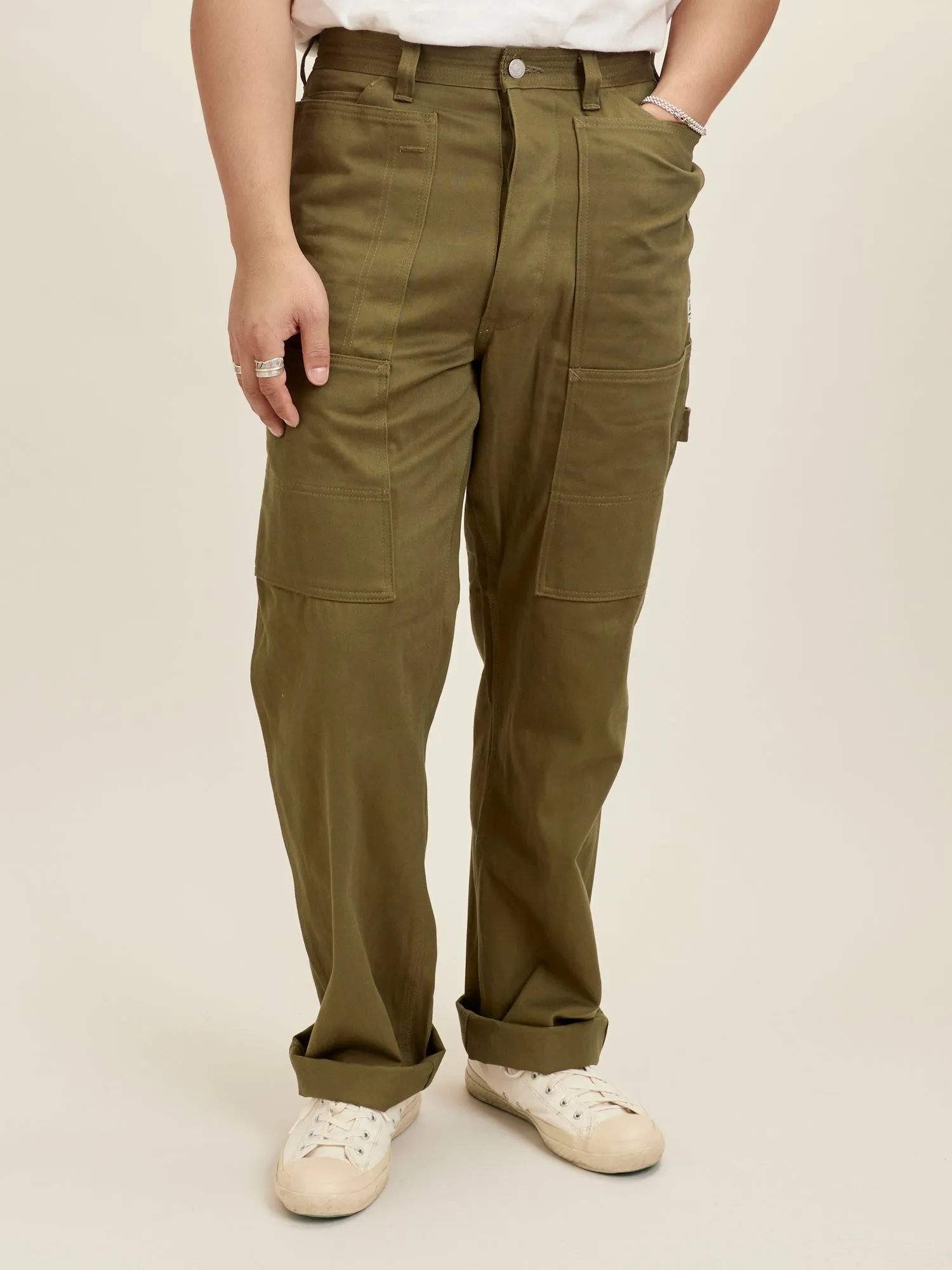 Fall Leaf Tough Pants in Olive Work Satin