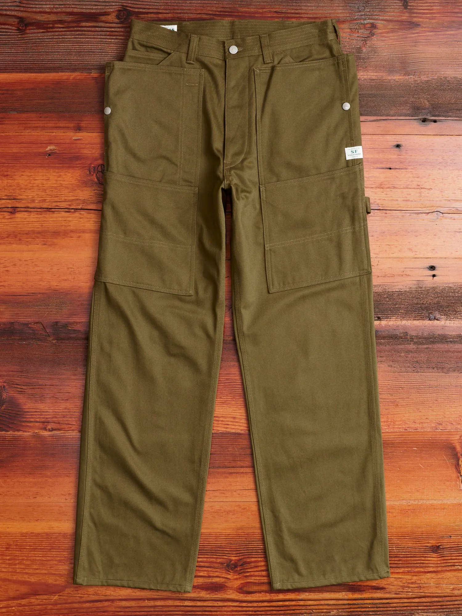 Fall Leaf Tough Pants in Olive Work Satin