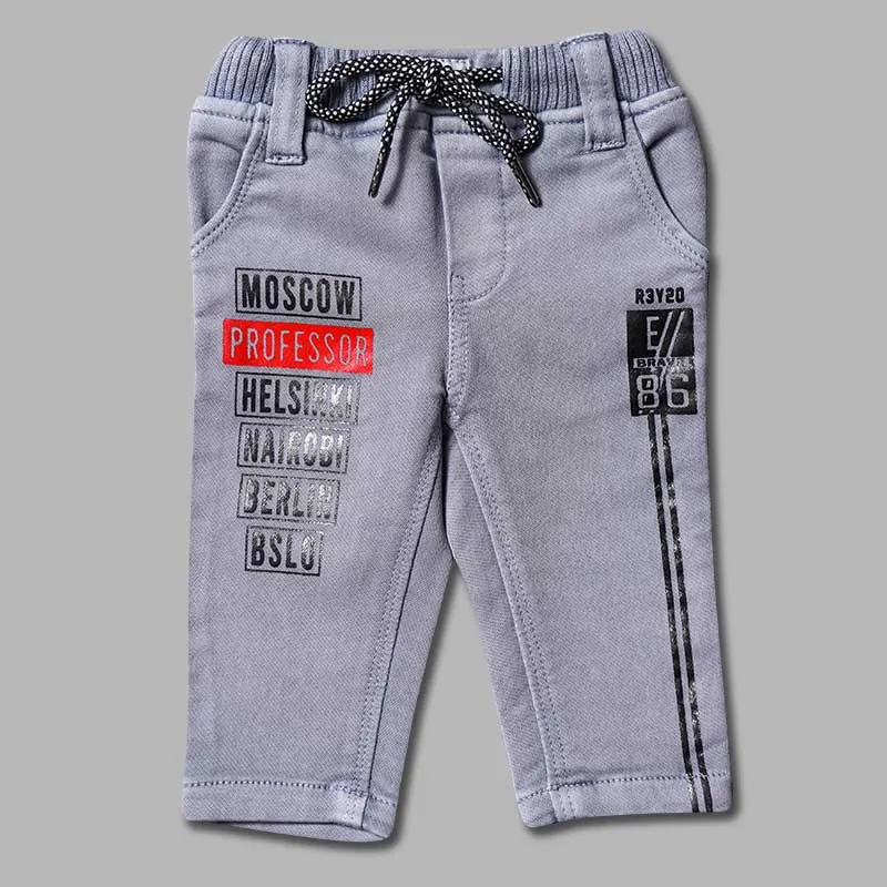 Green & Grey Elastic Waist Boys Jeans