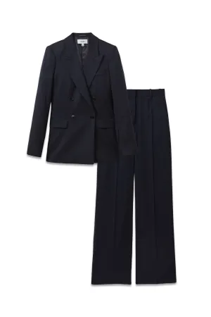 Hallie Textured Double Breasted Suit Blazer And Wide Leg Suit Trousers