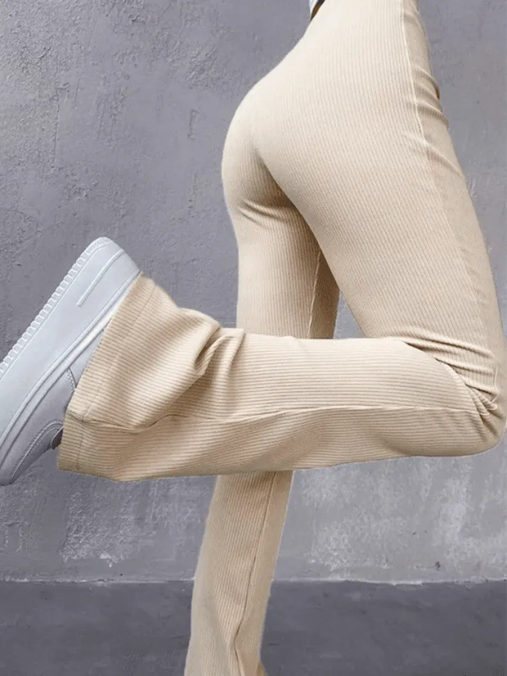 Joskaa Stretchy Ribbed Flare Leg Pants