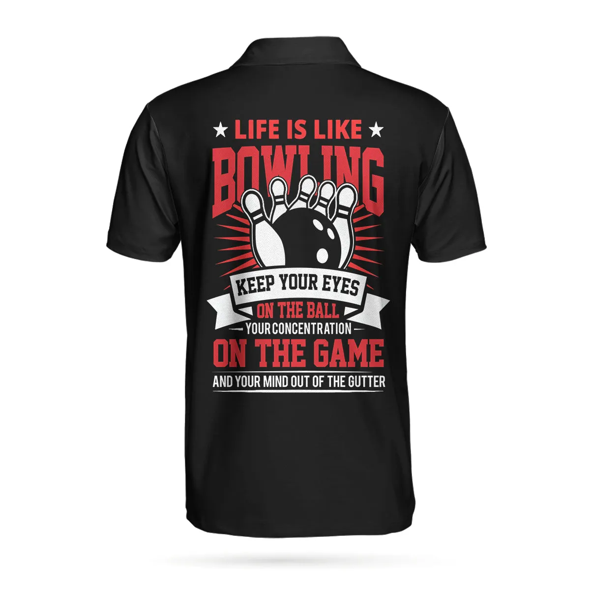 Life Is Like Bowling Keep Your Eyes On The Balls Bowling Polo Shirt, Black Flame Bowling Ball Polo Shirt For Men Coolspod