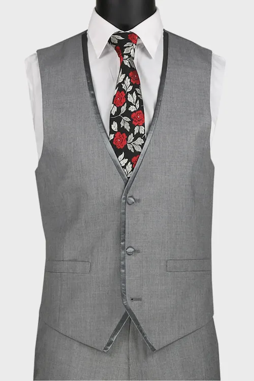 Light Grey 3 Piece Notch Lapel Tuxedo