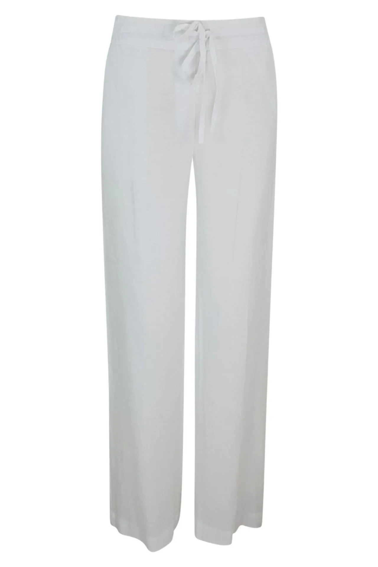 Linen Pants With Rib And Back Pockets